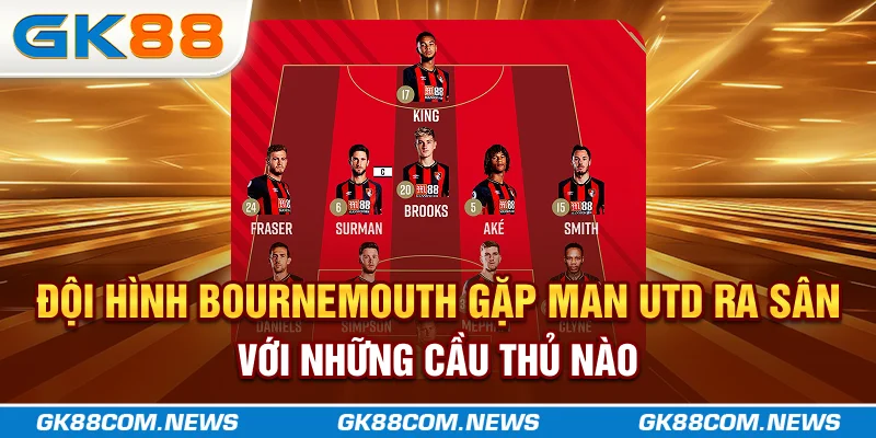 Đội hình Bournemouth gặp Man utd ra sân với những cầu thủ nào?