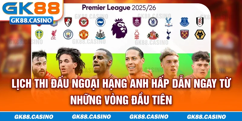 Lịch thi đấu Ngoại hạng Anh hấp dẫn ngay từ những vòng đầu tiên